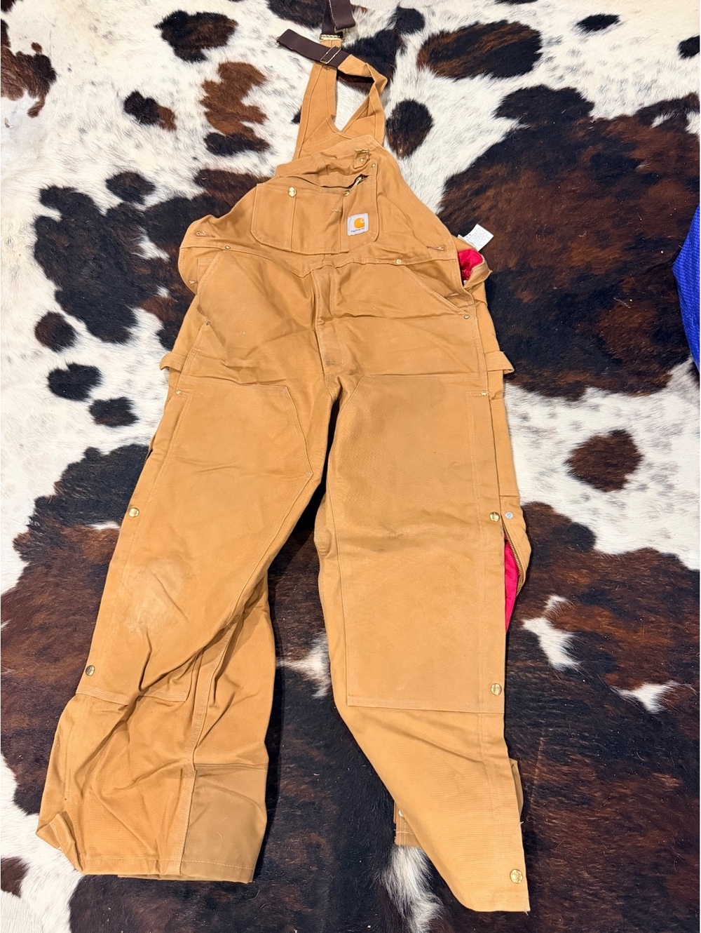 Carhartt Brown Duck Canvas Work Overalls Bib Pants Size 40x30